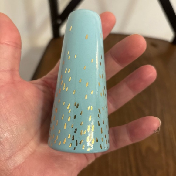 MCM blue with goldtone accents bud vase - Picture 10 of 10